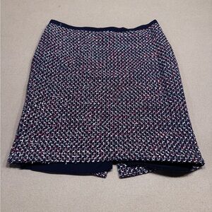 Talbots Asymmetrical Blue and Red Mini Pencil Skirt